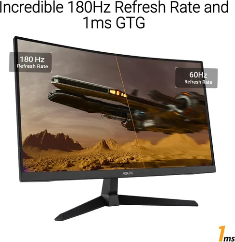 Miniatura 3 de ASUS TUF Gaming Monitor curvo de 27" 1080P (VG27VQ3B) – Full HD, 180Hz, 1ms, Extreme Low Motion Blur Sync, FreeSync, Curvatura 1500R, Cuidado