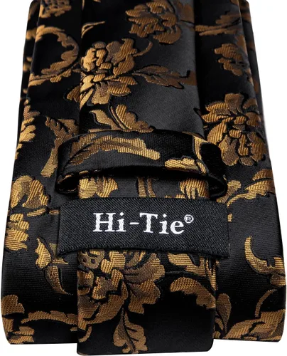 Miniatura 236 de Hi-Tie Corbata clásica de cachemira para hombre con pañuelo y gemelos a cuadros