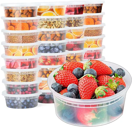 Miniatura 15 de Glotoch - Juego de 48 recipientes de plástico para almacenamiento de alimentos y bebidas de 8 onzas, 16 onzas y 32 onzas con tapas, aptos