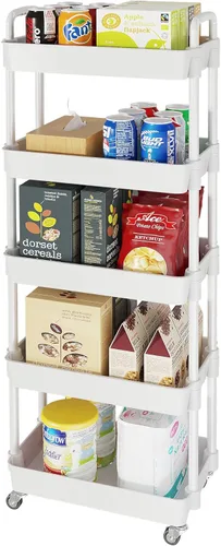 Miniatura 14 de Carritos de Almacenamiento de 3 Niveles Laiensia, Carrito Rodante Utilitario Multifunción Organizador de Almacenamiento de Cocina, Carrito