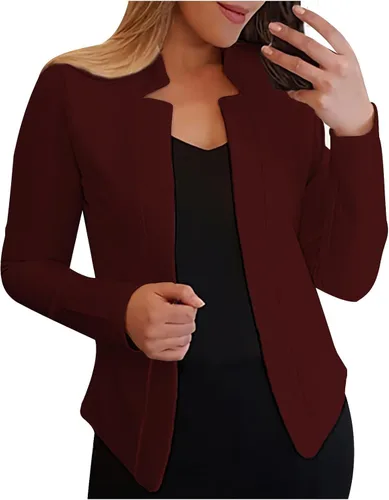 Miniatura 23 de Chaquetas ligeras para mujer, estilo casual, manga larga, frente abierto, chaqueta elegante, para trabajo, oficina, trajes profesionales