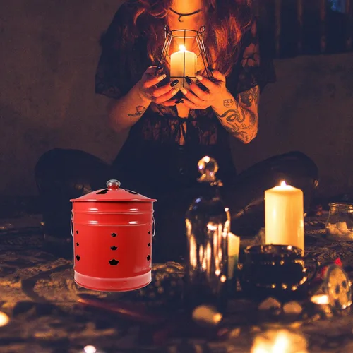 Miniatura 9 de Happyyami - Cubo de fuego esmaltado de 9.44 x 9.44 x 11.81 pulgadas, incinerador para fogata al aire libre para adoración de papel y dinero