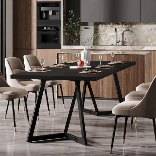 Miniatura 4 de Tribesigns Mesa de comedor grande de 70.86 pulgadas para 6-8, moderna mesa de comedor con marco de metal, mesa rectangular de cocina para el hogar
