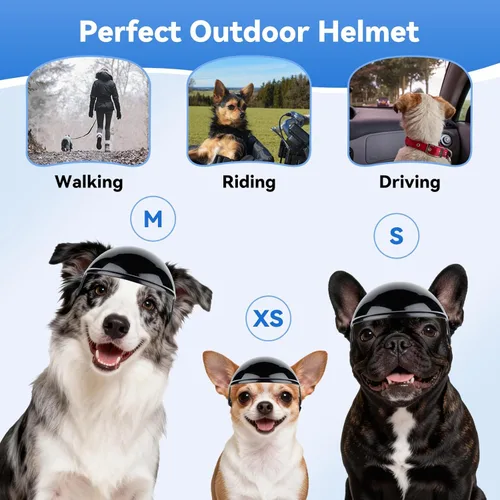 Miniatura 5 de LESYPET Casco para perro para perros pequeños, casco de motocicleta ajustable para perros con diseño de agujero para las orejas, ideal para montar