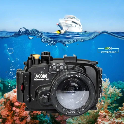 Seafrogs - Carcasa impermeable para Sony A6300 (130 pies/131.2 ft) para cámara subacuática (carcasa + filtro rojo)