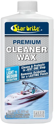 STAR BRITE Cera limpiadora de un solo paso con protección UV, elimina la tiza y la oxidación de fibra de vidrio, metales y superficies pintadas