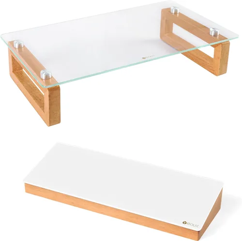 Yeoux Organización de escritorio de oficina y pizarra blanca de borrado en seco de cristal, colección esencial de trabajo