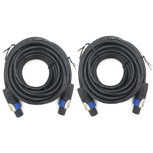 Miniatura 9 de Paquete de 2 cables Speakon Pro a Speakon de 15 pies, par de cables de conexión de 12 AWG, cable de audio Speakon profesional con conectores NL4FC