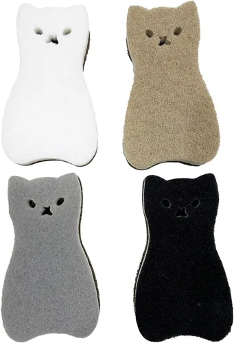 Miniatura 9 de Esponjas de cocina reutilizables, esponja de plato con forma de gato para lavar platos, esponjas antiarañazos para lavar platos, esponja