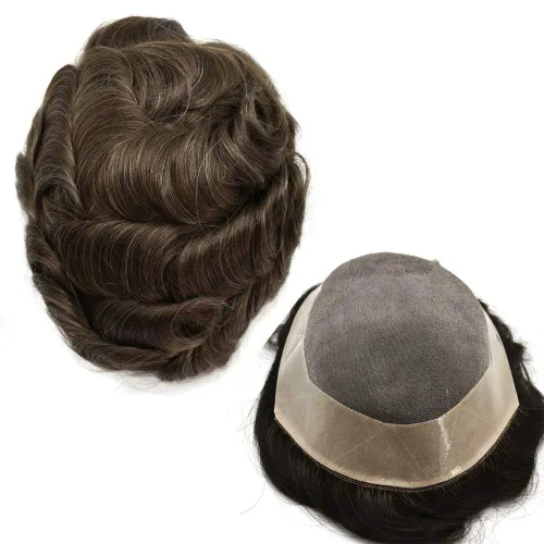 Miniatura 46 de LYRICAL HAIR Toupee - Sistema de cabello de repuesto para hombre, monofilamento fino, monofilamento, peluca de cabello humano de piel duradera