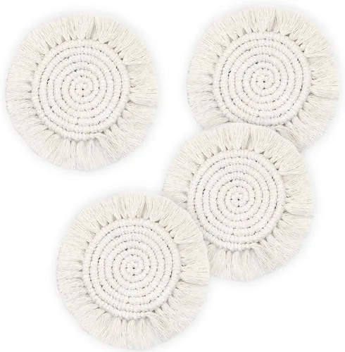 Miniatura 13 de Posavasos bohemios de 7.4 pulgadas para bebidas, posavasos absorbentes tejidos hechos a mano para escritorio, bonitos posavasos de granja para tazas