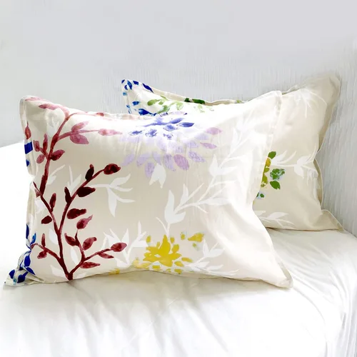 Miniatura 6 de Style Quarters Dahlia Lane - Juego de funda de edredón de 3 piezas, tallos florales multicolor con siluetas de hojas blancas, 100% algodón, lavable