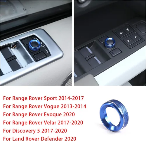 Miniatura 2 de Perillas de ajuste de espejo retrovisor de automóvil de aleación de aluminio para Land Rover Defender, Discovery 5, Range Rover Sport & Evoque & Azul