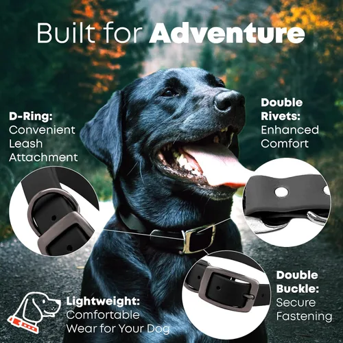 Miniatura 3 de Collar impermeable para perro con anillo central resistente Collar para perros pequeños, medianos, grandes o XL, Negro