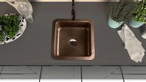 Miniatura 5 de Monarch Abode Fregadero de cocina y bar Glasgow de doble montaje de 12 pulgadas, fregadero de cobre puro martillado a mano, fregaderos de cocina