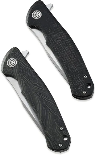 Miniatura 7 de Petrified fish Cuchillo plegable de acero K110 949 Fibra de carbono G10 Mango de cerámica Rodamientos de bolas Camping Caza Cuchillos EDC Negro