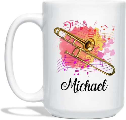 Miniatura 16 de Taza de café blanca con nombre personalizado para reproductor de piano, 11 y 15 onzas, taza de café con instrumento musical de piano, regalos