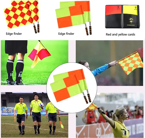 Miniatura 3 de Shinestone Bandera de árbitro de fútbol Partido deportivo Banderas de línea de fútbol con estuche Equipo de árbitro-2 diseños