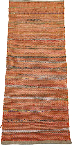 Miniatura 7 de Chardin home Alfombra de pasillo de yute y algodón óxido, alfombra reversible tejida a mano de 2 x 5 pies, decoración rústica de yute naranja