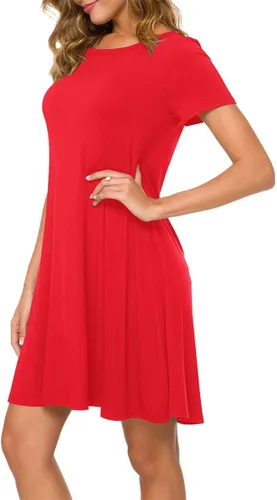 Miniatura 2 de POPYOUNG 2023 Women's Summer Short Sleeve Casual Dresses Crew Neck Beach Cover up