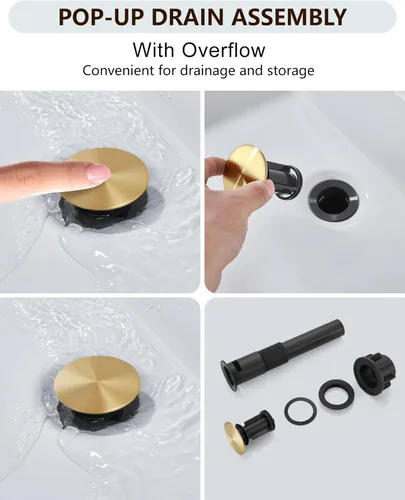Miniatura 5 de Midanya - Grifo de baño con boquilla de cascada, de un agujero o tres agujeros para montaje en cubierta, grifo de lavabo de acero inoxidable 304