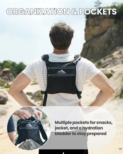 Miniatura 3 de Zelvot Chaleco para correr con vejiga de agua de 1 litro, patente original de Estados Unidos, chaleco de hidratación reflectante ajustable, mochila