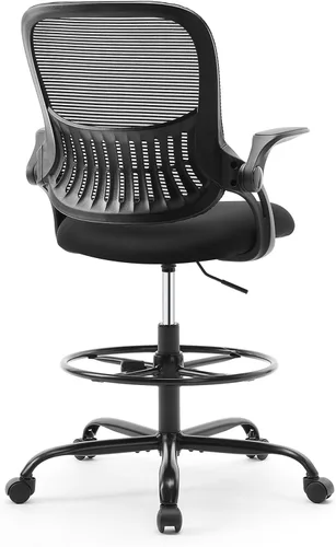 Sweetcrispy Silla alta de escritorio de dibujo, taburete alto ergonómico con altura ajustable y cómodo soporte lumbar, mostrador rodante de oficina