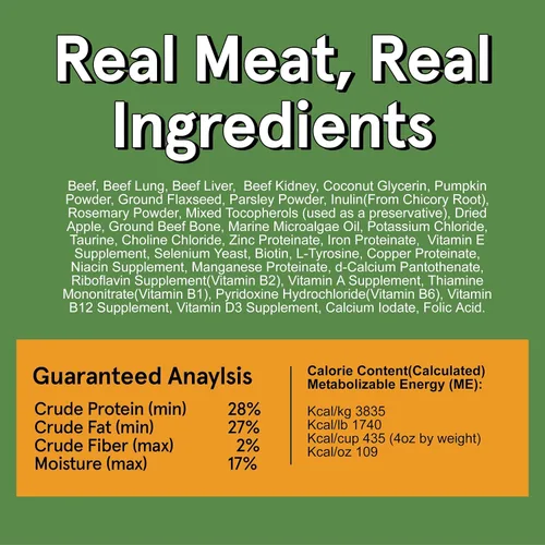 Miniatura 3 de TRMC Real Meat Alimento para Perros Secado al Aire con Carne de Res Real - Bolsa de 2 lb de Alimento para Perros Real Sin Cereales Elaborado