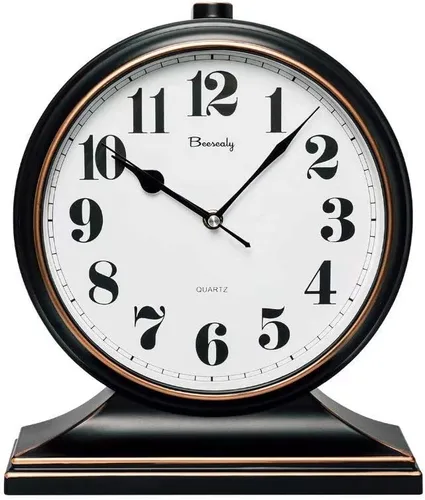 Reloj de escritorio, reloj de escritorio retro, reloj de escritorio de 10 pulgadas, silencioso y sin tictac, reloj decorativo antiguo, fácil de leer