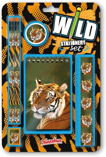 Miniatura 17 de Deluxebase Wild Stationery Set - Tigre blanco de animales de papelería con 2 lápices, borrador, sacapuntas, regla y lindo cuaderno. Suministros