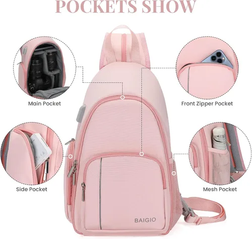 Miniatura 4 de BAIGIO - Bolso cruzado para cámara pequeño, mochila para cámara para fotógrafos, bolso cruzado para cámara impermeable, mochila de viaje para cámara