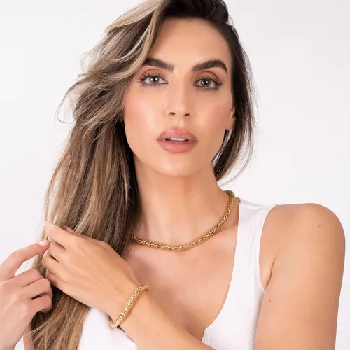 Miniatura 5 de Barzel Collar de palomitas de maíz chapado en oro de 18 quilates, hecho en Brasil