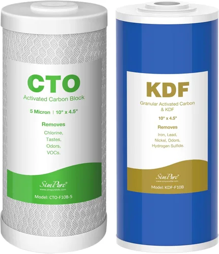 Miniatura 11 de SimPure Cartuchos de filtro de agua para toda la casa de 10 x 4.5 pulgadas, filtro de carbono y metal pesado GAC/KDF, para DB10C-2KDF, DB10P