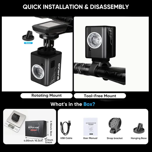 Miniatura 2 de Suruid 2500LM Super Bright Bike Lights for Night Riding, IPX6 Waterproof Bike Headlight with Auto Motion Sensor, 6Mode Bicycle Light, Tool-Free Bike