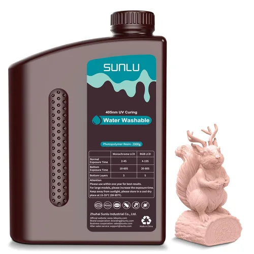 Miniatura 19 de SUNLU - Resina lavable al agua de 1000 g, resina de impresora 3D de curado rápido para impresoras 3D de resina LCD DLP SLA, resina de fotopolímero