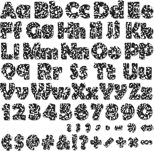 Miniatura 12 de 260 piezas de letras en blanco y negro para tablón de anuncios de aula, paquete combinado de letras de 4 pulgadas, juego de puntos y rayas
