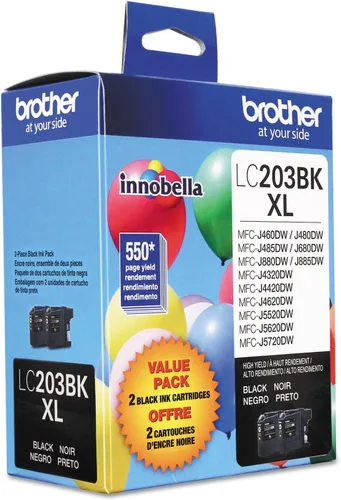 Miniatura 2 de Brother LC2032PKS - Cartuchos originales de tinta negra de alto rendimiento, tinta negra de repuesto, paquete de dos, incluye 2 cartuchos de tinta