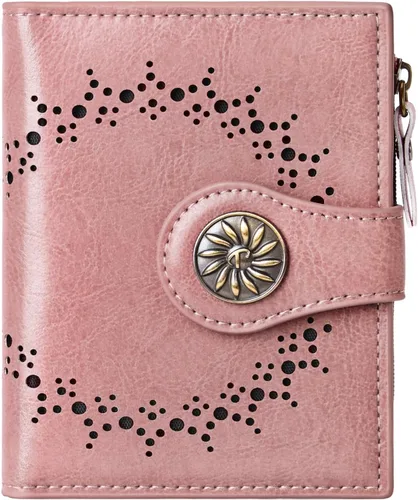 Miniatura 13 de Tipmile Billeteras pequeñas de cuero para mujer, con 2 ventanas de identificación, con bloqueo RFID, tarjetero con cremallera y bolsillo