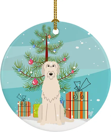 Miniatura 81 de Caroline's Treasures Adorno de cerámica para árbol de Navidad, Laika Spitz de Siberia Occidental, decoración colgante para árbol de Navidad