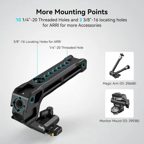 Miniatura 7 de SmallRig Mango superior ligero NATO, agarre NATO de liberación rápida con riel NATO para jaula de cámara DSLR, mango superior universal con 5