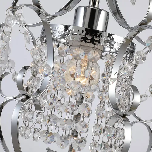 Miniatura 6 de Candelabro enchufable mini lámpara cromada 1 lámpara elegante lámpara de techo de hierro de cristal para dormitorio, baño, comedor, sala de estar