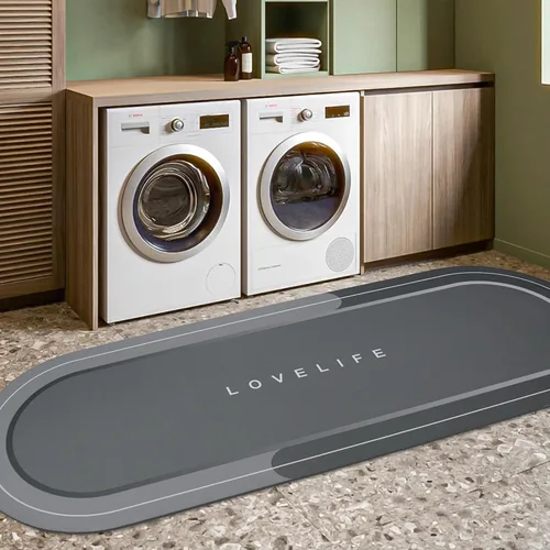 Miniatura 28 de Tapetes de baño de goma de secado rápido, antideslizantes, súper absorbentes, de secado instantáneo, alfombra de baño frente al fregadero de la Beige
