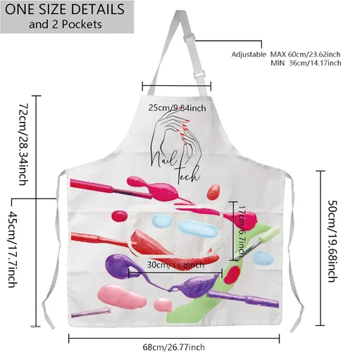 Miniatura 2 de MBMSO Nail Tech - Delantal de manicurista para técnico de uñas y artista, añade esmalte a la vida