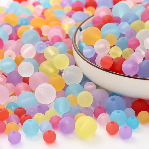 950 cuentas redondas acrílicas de colores, cuentas esmeriladas de colores mate, cuentas esmeriladas transparentes para hacer joyas, collares, Mate