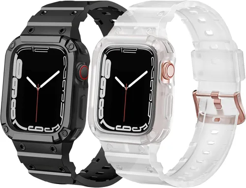 Miniatura 16 de Correa con funda compatible con Apple Watch de 1.614 pulgadas, 1.575 pulgadas, 1.496 pulgadas, iWatch Series 8 7 SE 6 5 4 3 2 1, correa deportiva