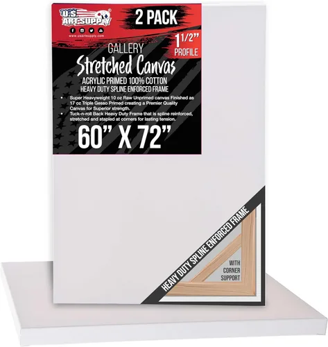Miniatura 12 de U.S. Art Supply Lienzo estirado mediano para pintar de 12 x 48 pulgadas, profundidad de galería de 1-1/2 pulgadas de grosor, paquete de 2 – triple