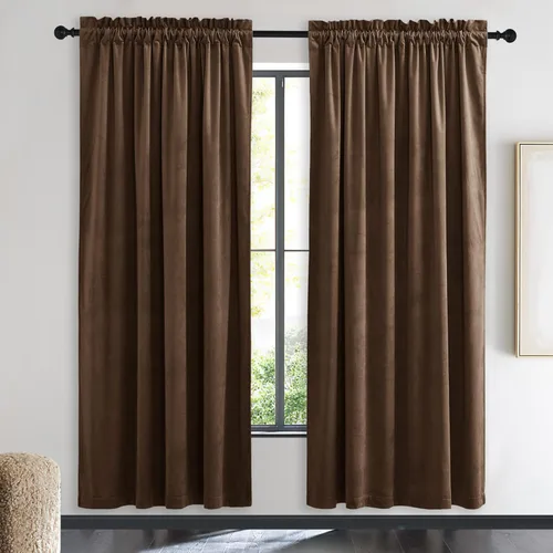 Miniatura 53 de NICETOWN Cortinas opacas de terciopelo extralargas negras de 120 pulgadas de largo para telón de fondo, cortinas de terciopelo con aislamiento Serie
