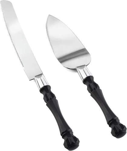 Miniatura 11 de Homi styles Juego Elegante de Cuchillo y Servidor para Pastel Blanco, Cortador de Pastel y Espátula para Pie, Juego de Servidor y Cuchillo