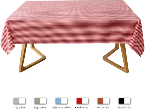 Miniatura 3 de maxmill - Mantel rectangular a cuadros, resistente al agua, antiarrugas, a prueba de derrames, pesado, suave, mantel a cuadros de gingham para Rojo