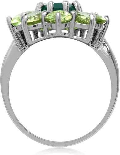 Miniatura 3 de Silvershake Anillo de plata de ley 925 chapado en oro blanco con piedras preciosas auténticas para mujer